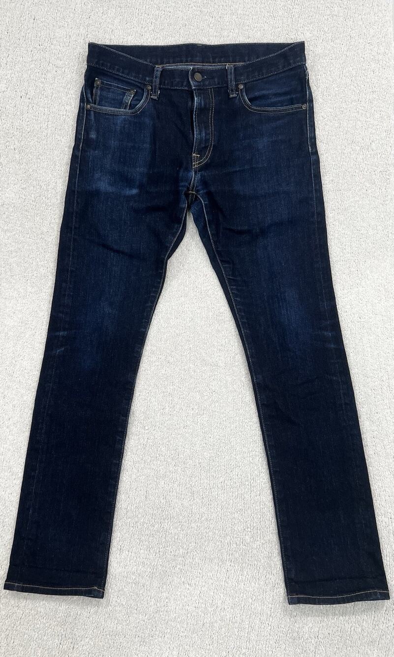 Uniqlo Selvedge Jeans Mens 32 Dark Indigo Blue Stretch Slim Fit Denim 321-413156